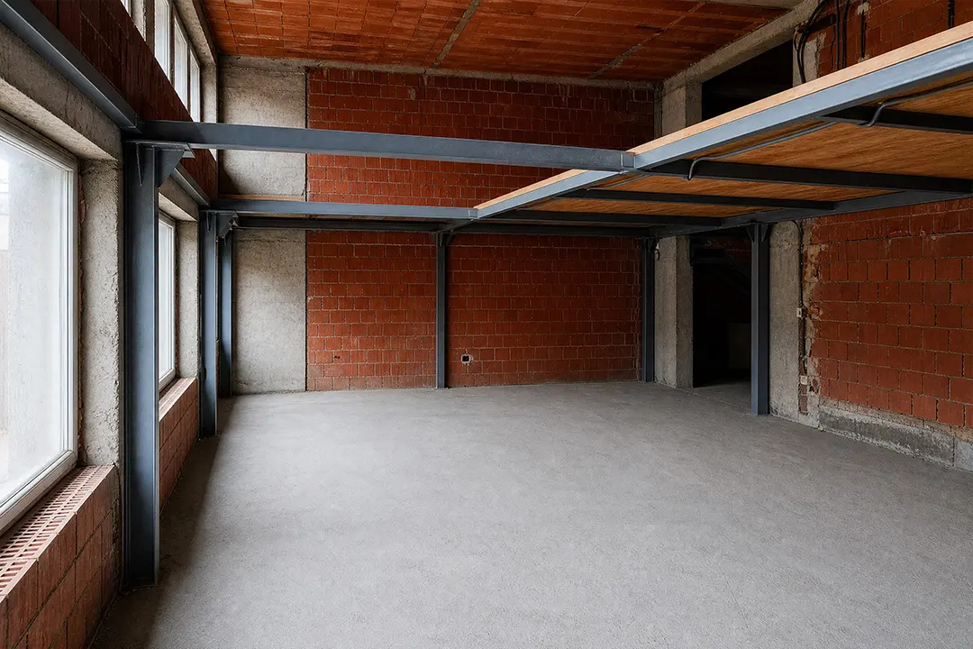 Prazan prostor Collaboration Hub-a bez definisane namene, opeka i čelična konstrukcija